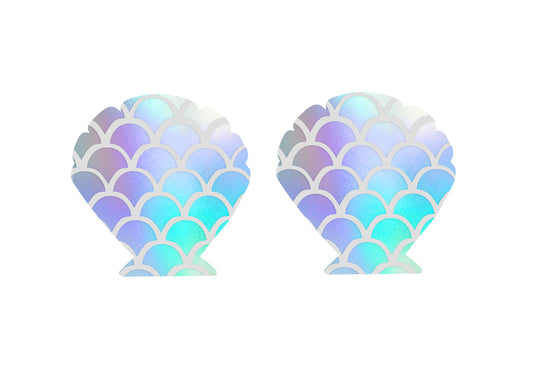 Clam Shell Silver Iridescent Pasties