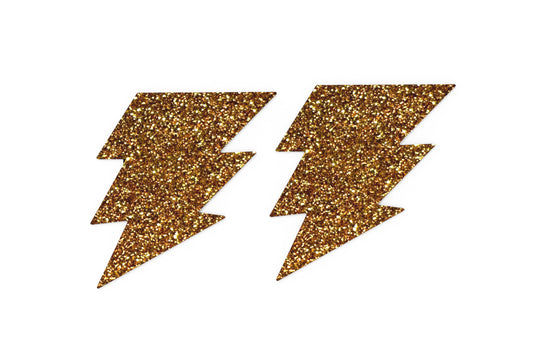 Lightning Bolt Gold Glitter Pasties